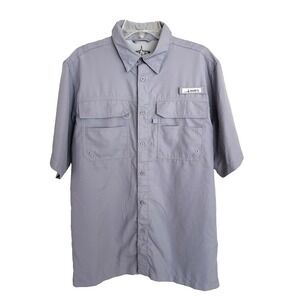 Habit Fishing Shirt Mens Medium Sharkskin UPF 40+ Vented Pockets Performance‎